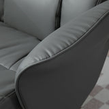 Swivel Recliner Chair and Footstool with High Back, PU Leather, Grey