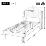 3FT Single Upholstered Velvet Bed - Slatted Frame with Headboard