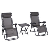 Folding Zero Gravity Chairs with Cup Holders, Reclining, Dark Grey