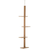 Cat Tree 260cm Floor To Ceiling, Three Platforms Activity Centre - Brown