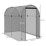 Fruit Cage, Plant Protection Tent Zipped Door, Galvanised Steel Black