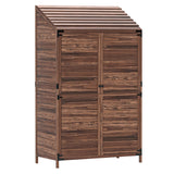 Two-Tier Wooden Garden Shed 59 x 103.5 cm - Brown