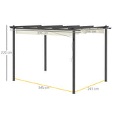 Pergola with Retractable Roof, 4 x 3m, Aluminium, Cream White