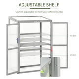 Wooden Cold Frame Greenhouse with Adjustable Shelf and Double Doors, Light Grey