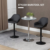 Bar Stools Set of 2, Height Adjustable Swivel with Backs and Armrests, PU Leather Black