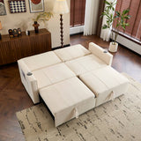 King Size Pull Out Sofa Bed - Convertible Fabric Sofa with Cup Holders and Side Pockets