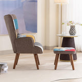 Lounge Chair with Footrest - Upholstered Armchair with Cushion, Multi Colour