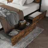 3ft Single Metal Storage Bed Frame with Drawers - Iron Bed for Adults & Teenagers