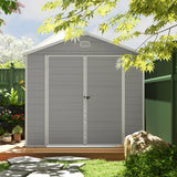Aluminium Frame and Plastic Wall Shed, 7.9ft x 6.2ft with Foundation - Light Grey