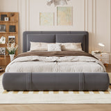 Upholstered Bed, Hydraulic Storage Function, 4ft6 Double 135x190cm, Removable Headboard, Velvet + Plywood, Grey