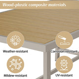 6 Seater Garden Dining Set - Galvanised Iron Frame, Rope Chairs & Wood Effect Table, Beige