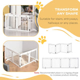 Freestanding Pet Gate Folding Safety Fence with Support Feet for Doorway Stairs, White
