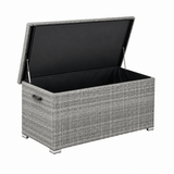 Small Outdoor Rattan Storage Box - Weather-Resistant Garden Storage Chest, Grey