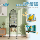 Metal Bird Cage with Plastic Swing, Perch, Food Container, Tray, Handle