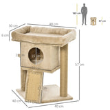 Cat Tree Tower, Scratching Post Climbing Activity Centre with Jute Pad & Toy Ball, House - Coffee
