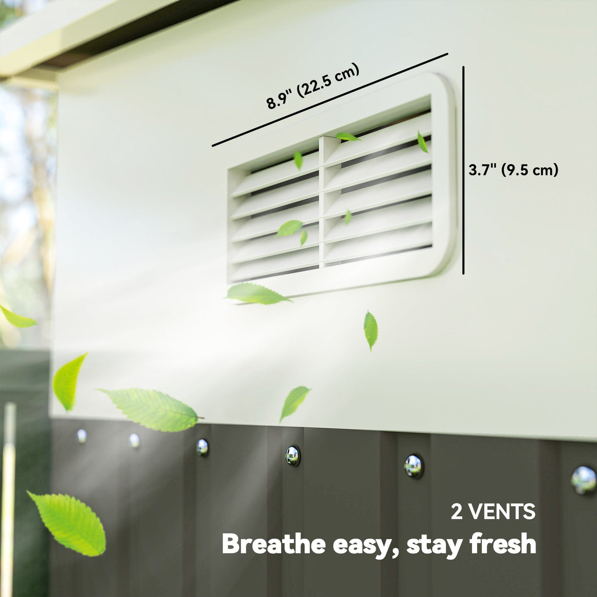 Lean to Metal Garden Shed with Double Sliding Doors and Vents, Grey