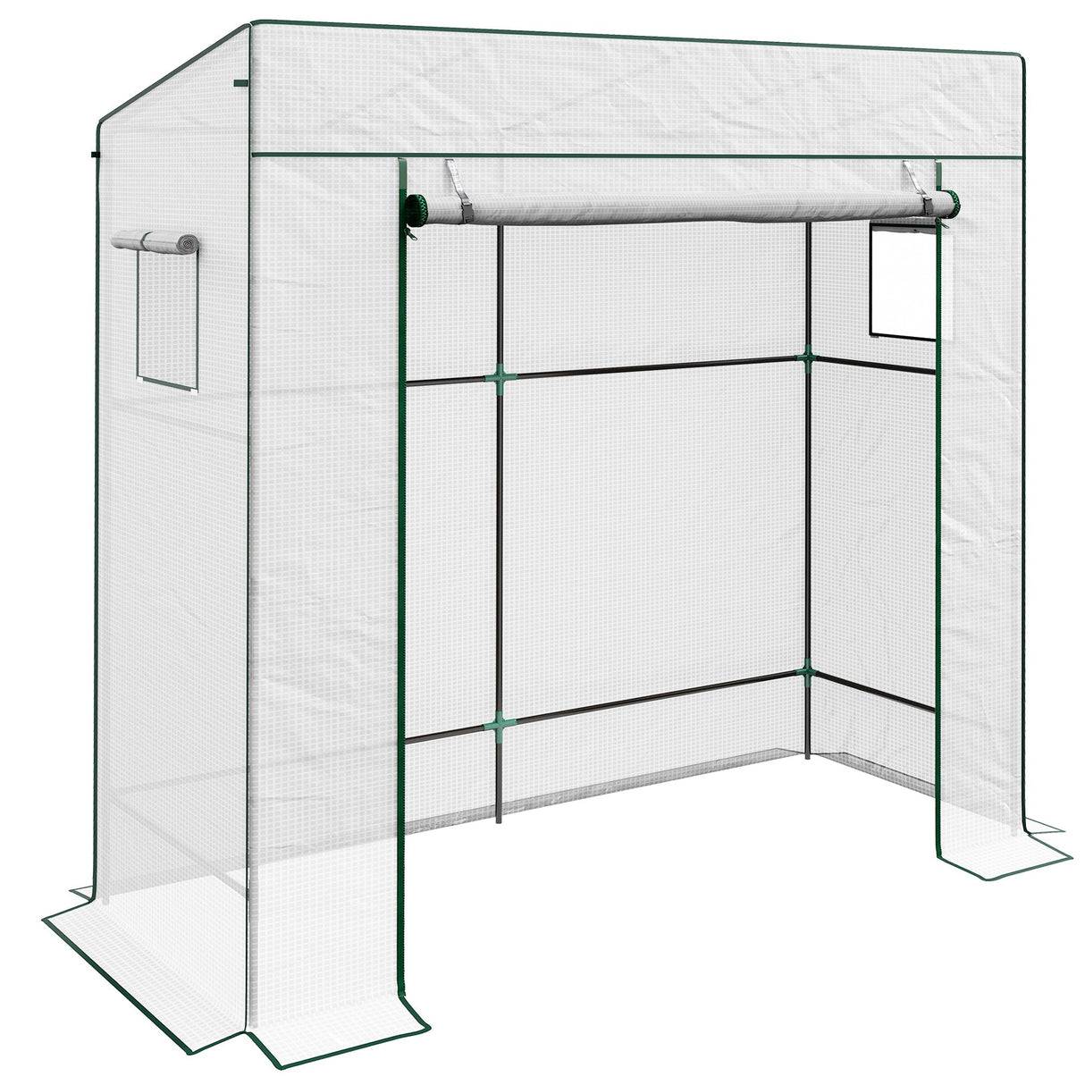Walk-in Outdoor Greenhouse, PE Cover, White