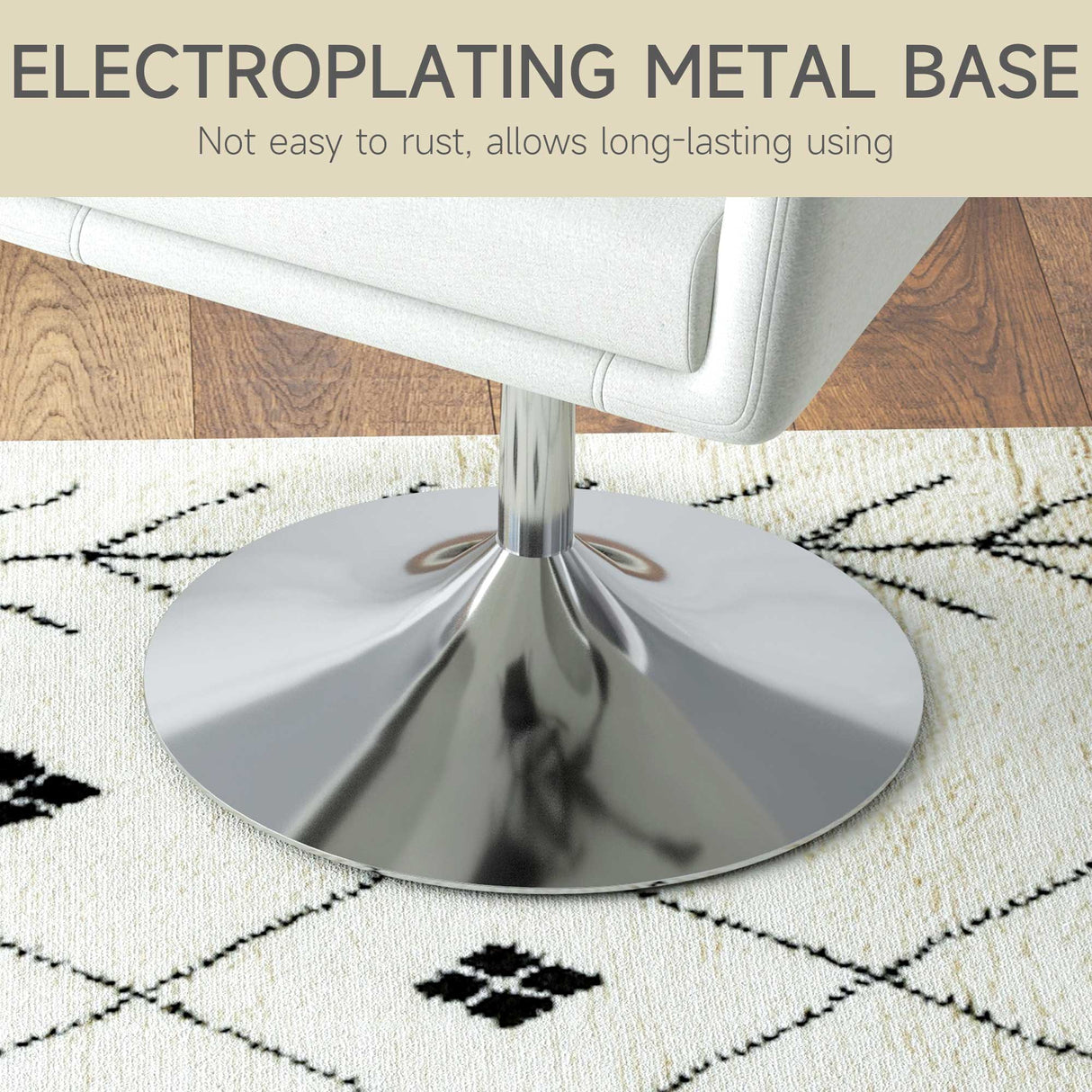 Modern Accent Chair with Swivel Base, Height Adjustable, Cream White