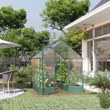 6x8 FT Polycarbonate Greenhouse with Raised Bed, Walk-in, Aluminium Frame