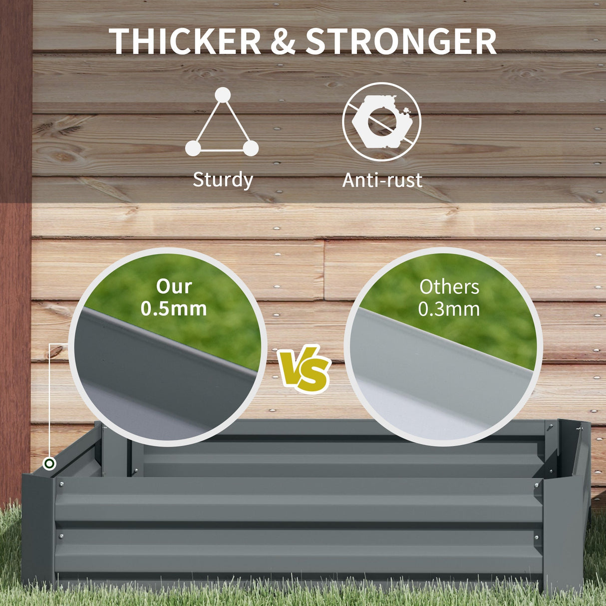 291L Raised Garden Bed, Elevated Galvanised Planter Box for Flowers, Herbs, Dark Grey