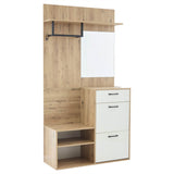7-in-1 Hallway Storage Unit with Mirror — Coat Rack, Shoe Bench & Cabinet, High Gloss Hall Tree