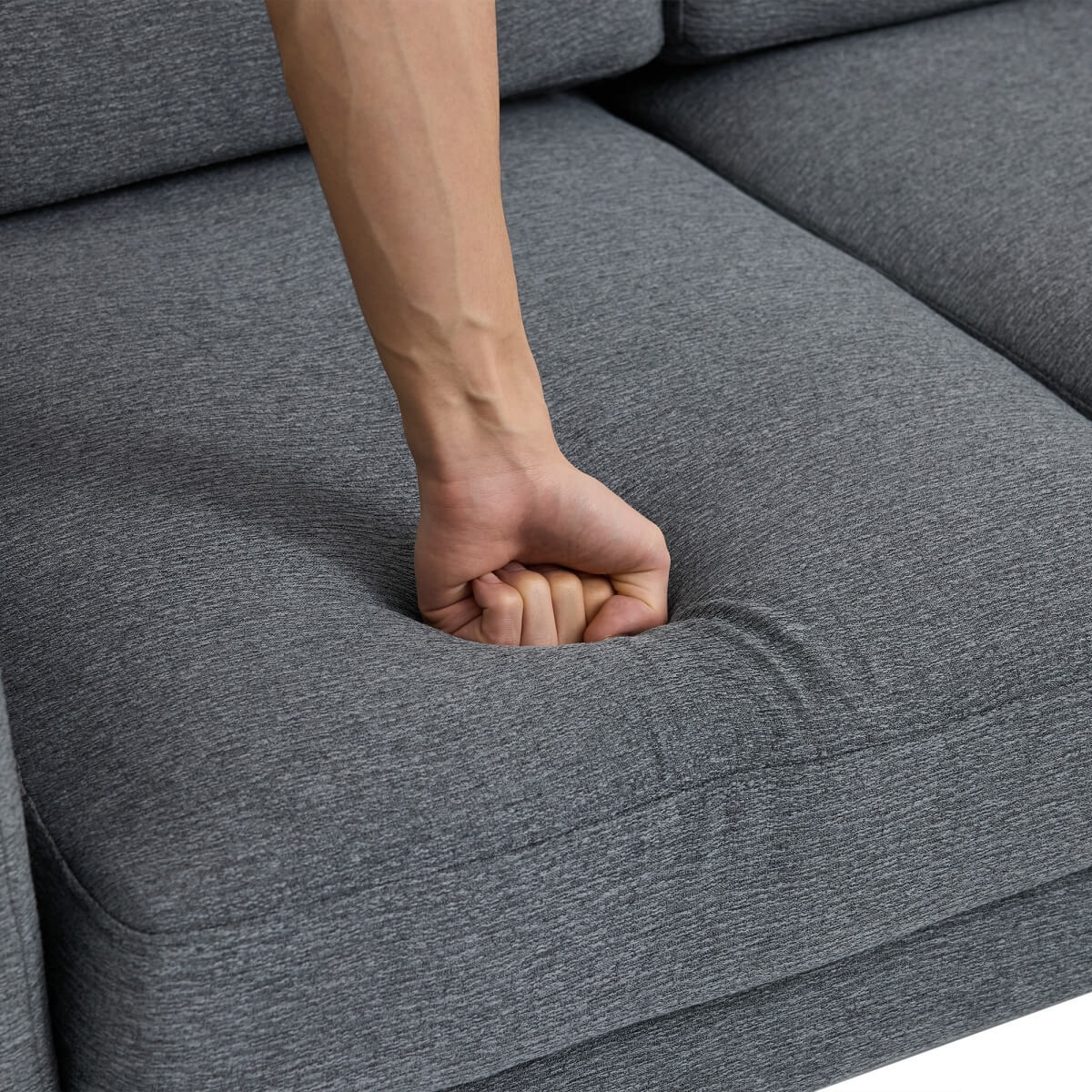L-Shaped Corner Sofa - 3 Seater Modular Sectional Sofa with Chaise, Side Storage Pockets, Grey