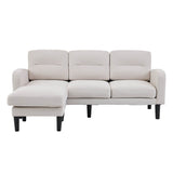 L-Shaped Corner Sofa - 3 Seater Modular Sectional Sofa with Chaise, Side Storage Pockets, Beige