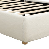 3ft Upholstered Hydraulic Storage Bed - LED Headboard, Bouclé, White