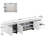 High Gloss TV Unit with Doors and Drawers - Modern White and Black TV Stand with Storage Shelves and Colour-Block Legs