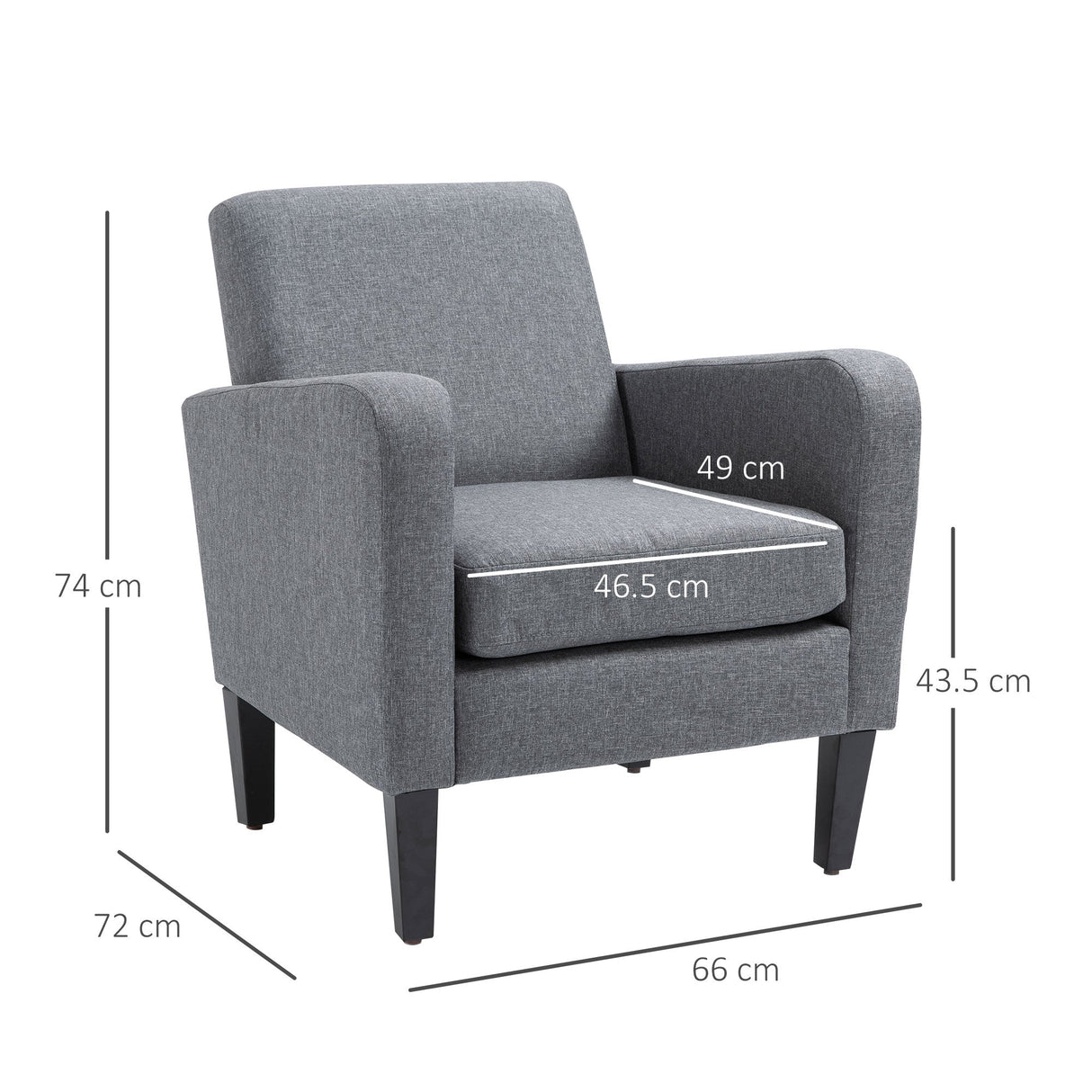 Modern Accent Chair, Occasional Chair, Rubber Wood Legs, Grey