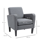 Modern Accent Chair, Occasional Chair, Rubber Wood Legs, Grey