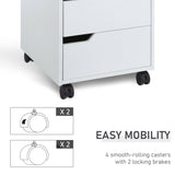 3 Drawer Mobile File Cabinet with Wheels, White