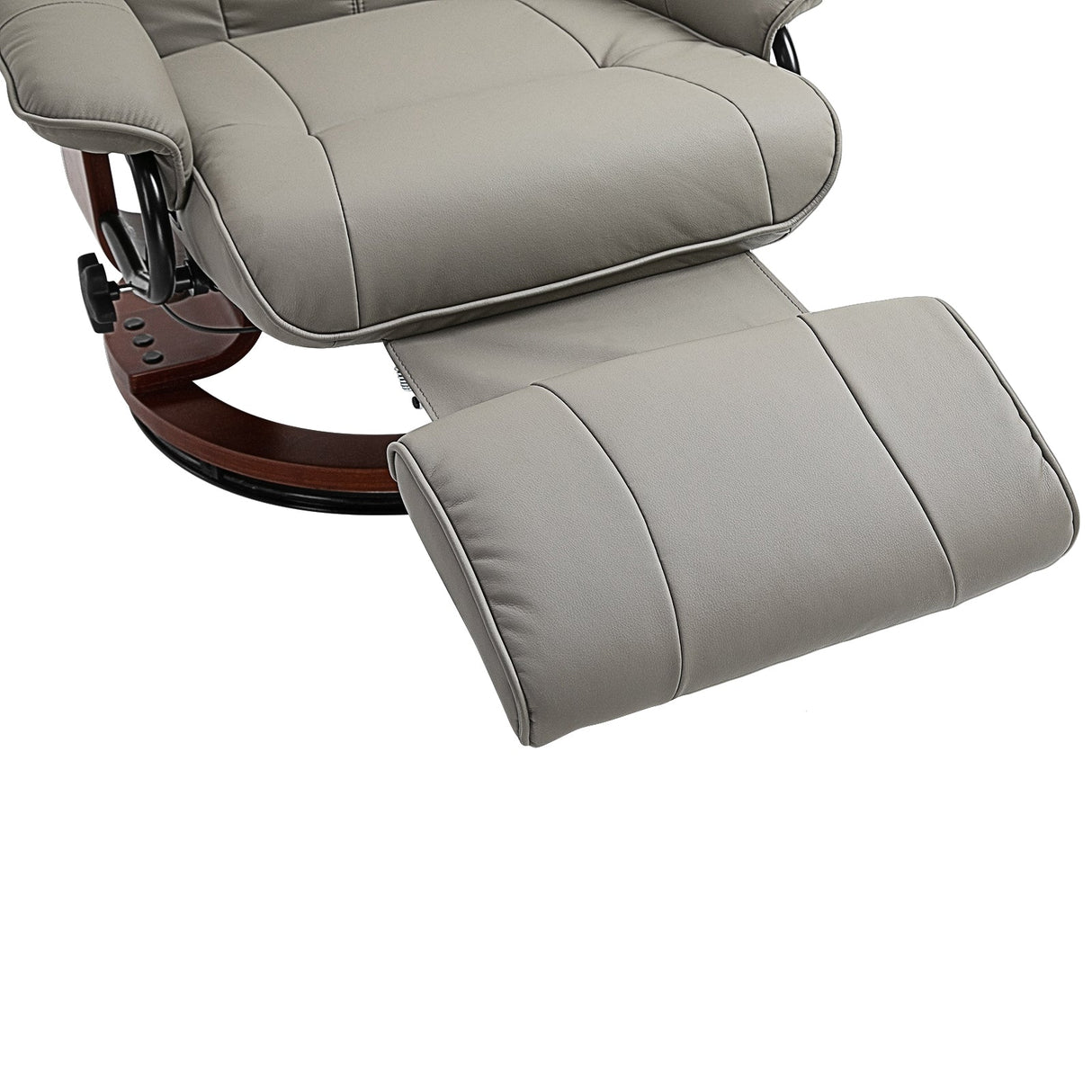 360?? Swivel Recliner Chair with Footstool, Manual Recliner Armchair, Faux Leather, Grey