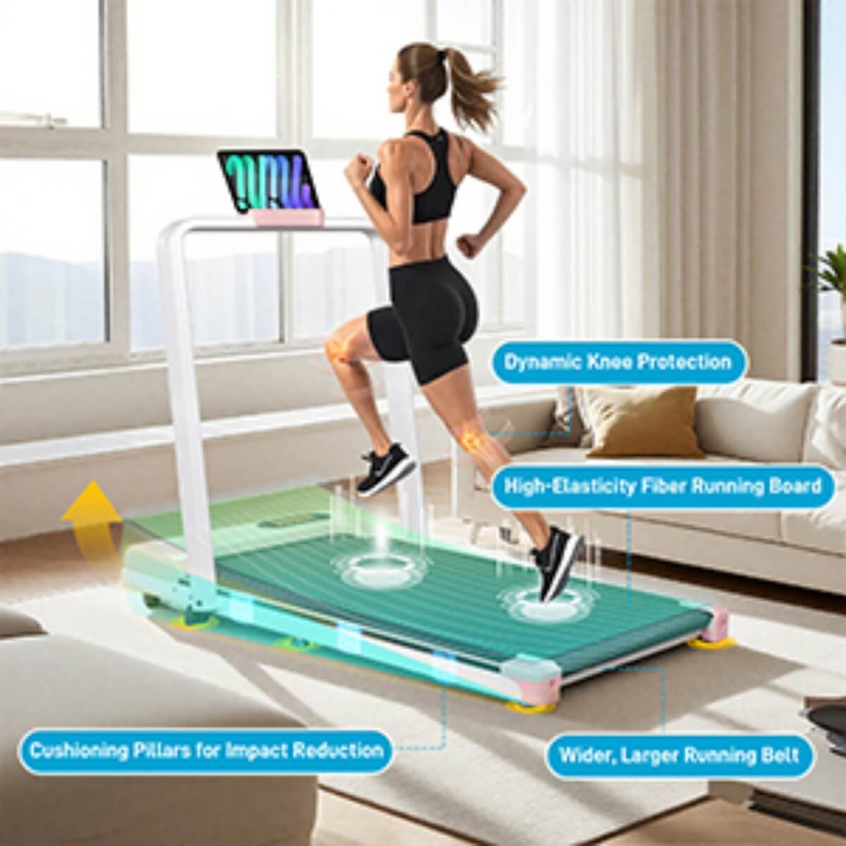 Folding Treadmill with Handrail – Adjustable Incline, 1–10 km/h Running Machine with LED Display & Phone Holder