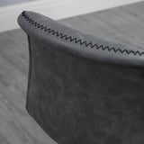 Bar Stool, Adjustable Height Swivel Seat with Footrest, Dark Grey PU Leather (Set of 2)