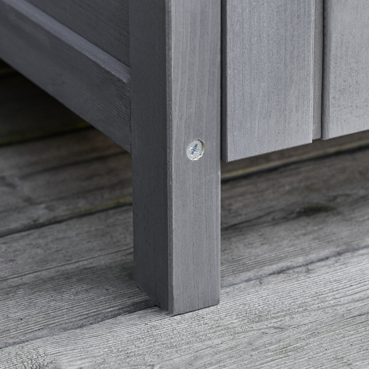 Wooden Garden Storage Shed with 3 Shelves, Lockable Doors, Dark Grey