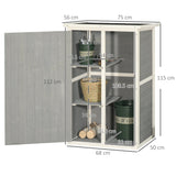 Wooden Small Shed, Garden Storage with Shelves and Bolt Latch, Grey