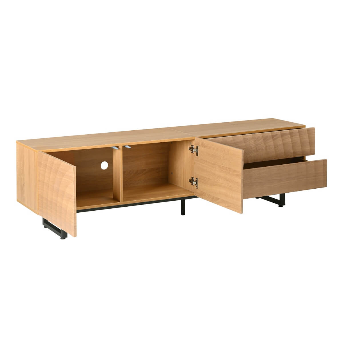 Modern TV Stand - TV Unit with 3D Textured Doors, Low TV Cabinet for Living Room