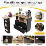 Modern Swivel Bar Table with 4 Drawers - 360-Degree Rotating Design with Open Shelves, Freestanding Dining Table