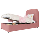 3FT Single Upholstered Velvet Bed - Hydraulic Storage with Headboard
