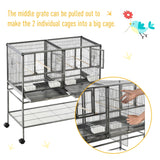 Large Bird Cage Parrot Cage with Divider, Slide Tray - 95 x 45.5 x 102 cm