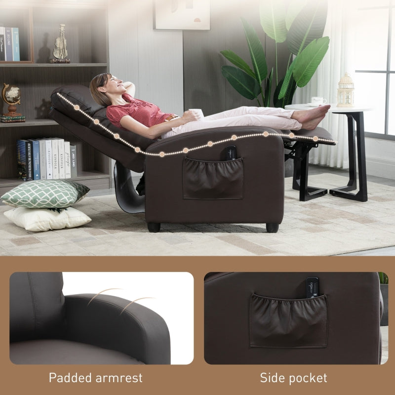 Recliner Armchair, Massage Reclining Chair with Adjustable Leg Rest, Faux Leather Brown