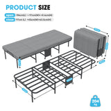 90cm190cm Folding Bed with 6cm Memory Foam Mattress, Adult Single Portable Bed on Wheels, 204kg Capacity, Space-Saving Guest Bed