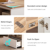 Coffee Table with Storage, Lift Up & 2 Drawers - White & Oak
