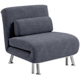 Single Sleeper Chair - Velvet-Feel Charcoal Grey