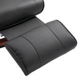 Swivel Recliner Chair with Footstool, Manual Recliner Armchair, Faux Leather, Black