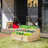 3 Tier Raised Garden Bed 376L Elevated Planter with 9 Grow Grids Fir Wood