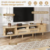 Rattan TV Stand with Sliding Doors - 2 Drawer Storage TV Unit, Fits up to 70 Inch TV