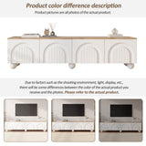 180cm TV Unit for TVs up to 75 Inch - White and Wood Effect TV Stand with 4 Storage Compartments and 6 Metal Legs