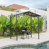 Outdoor BBQ Gazebo Tent 8ft x 5ft with 2 Shelves, Aluminium Steel Frame